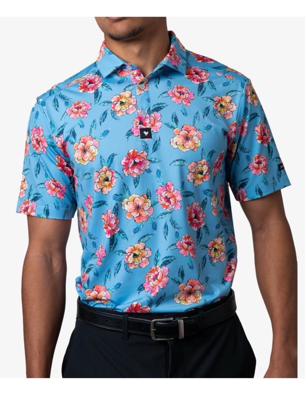Bad Birdie golf polo shirt Les Fluers floral print large